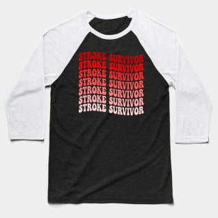 Vintage Groovy Red Awareness Ribbon Funny Stroke Survivor T-Shirt Baseball T-Shirt